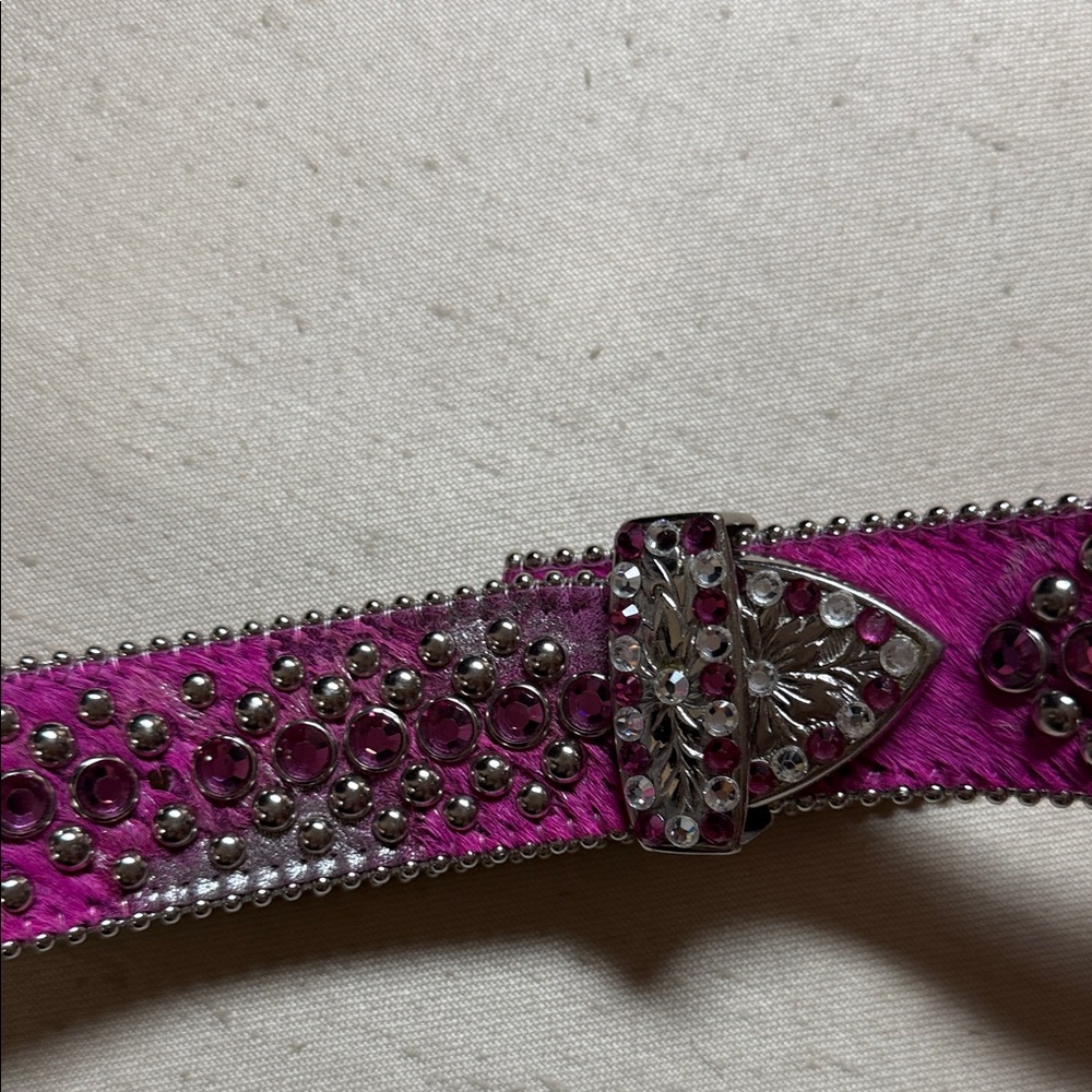B.B. Simon Hot Pink Crystal Studded Western Belt